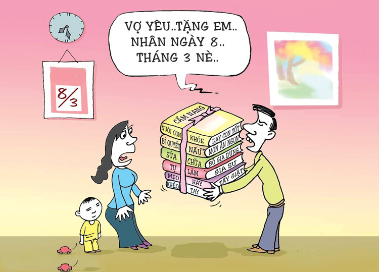 Ảnh vui quà chồng tặng vợ ngày 8-3