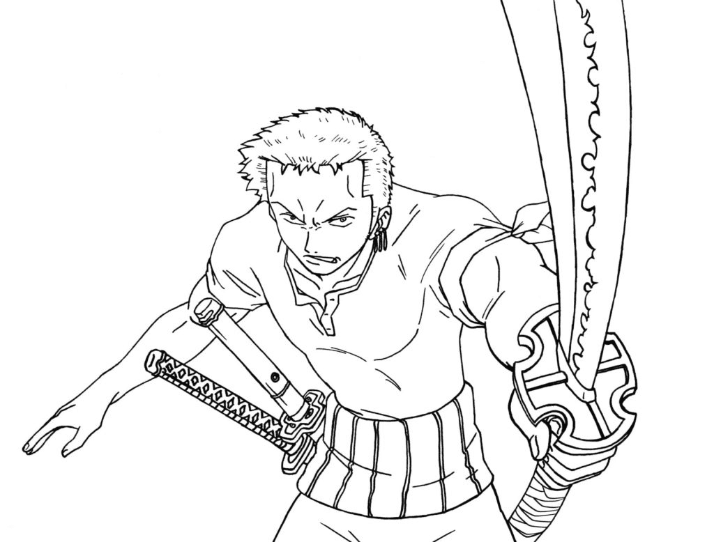 Roronoa Zoro with Sword Coloring Pages - Roronoa Zoro Coloring Pages - Coloring Pages For Kids And Adults